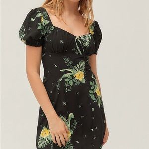 UO Cassia Black/Yellow Floral Dress